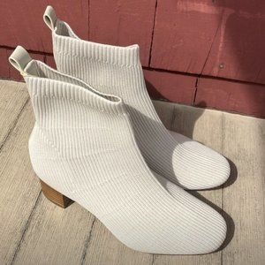 Joie Knit Block Heel Bootie, New, Ivory